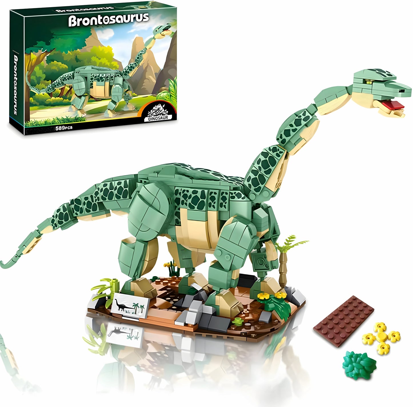 Dino Brontosaurus Building Block Set – 589-Piece Dinosaur Construction Toy (Kids 6+)