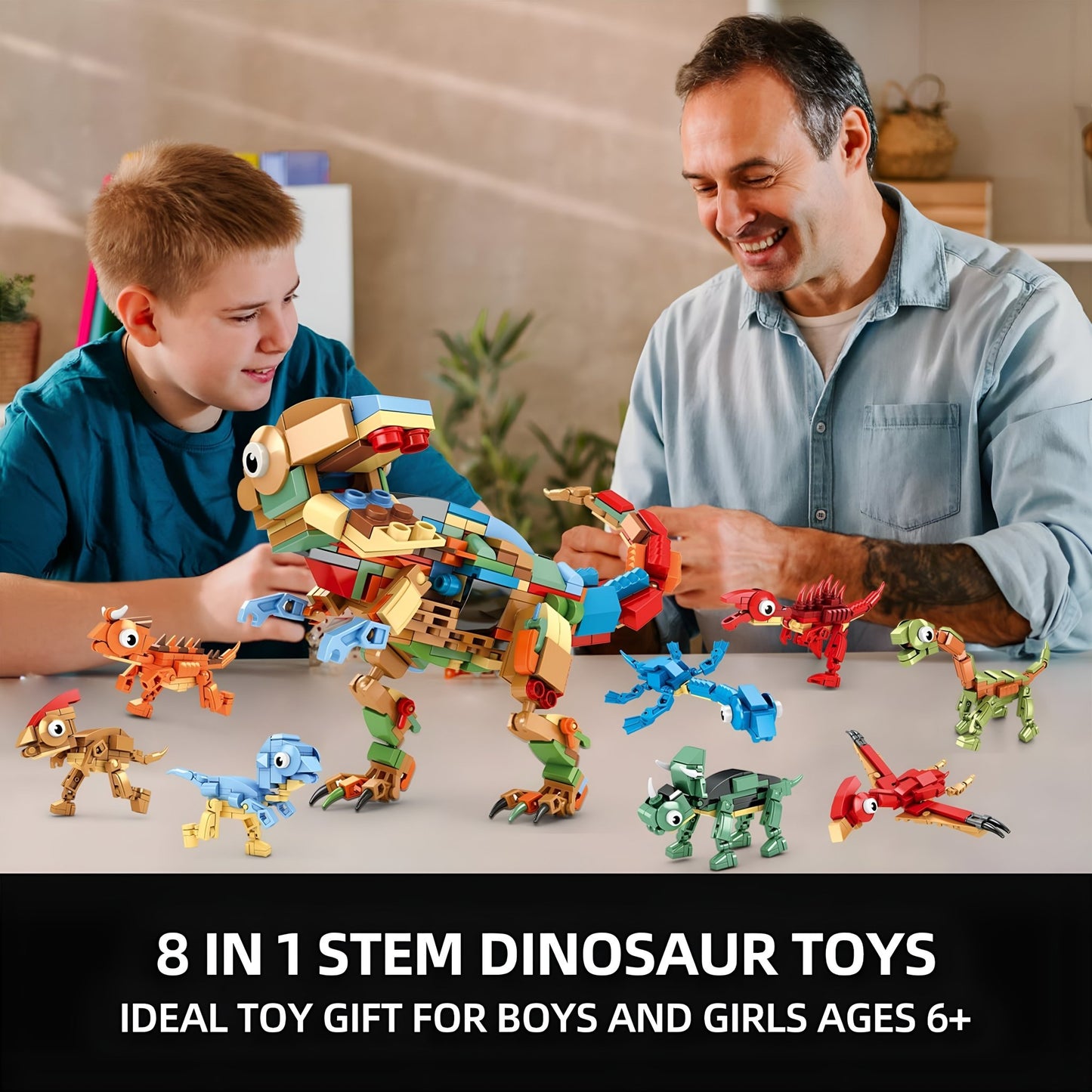 8 - in - 1 Dinosaur Set – 604 PCS STEM Building Kit for Kids - STEM Building Toy by LULEGO