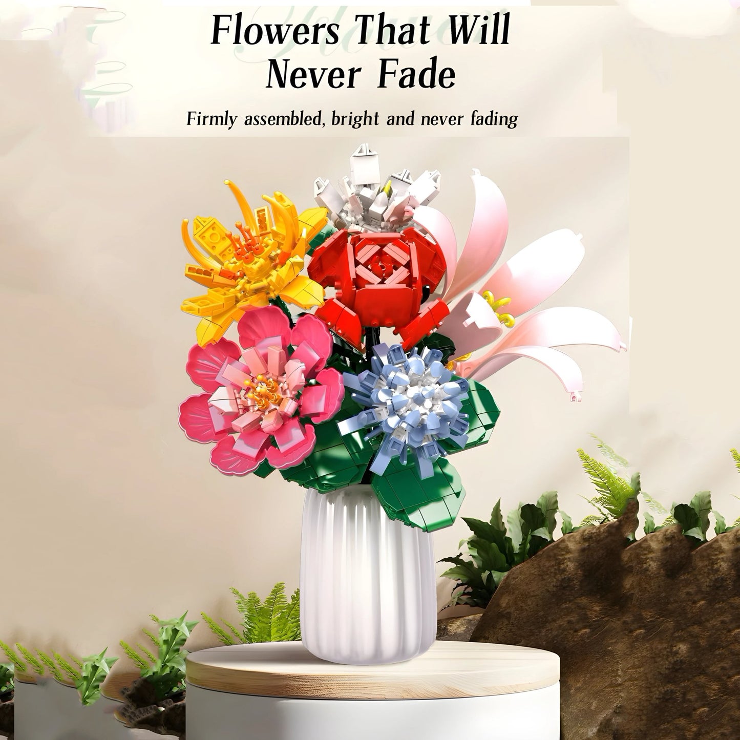 Artificial Flower Bouquet – 653 PCS 6 Floral Designs - STEM Building Toy by LULEGO