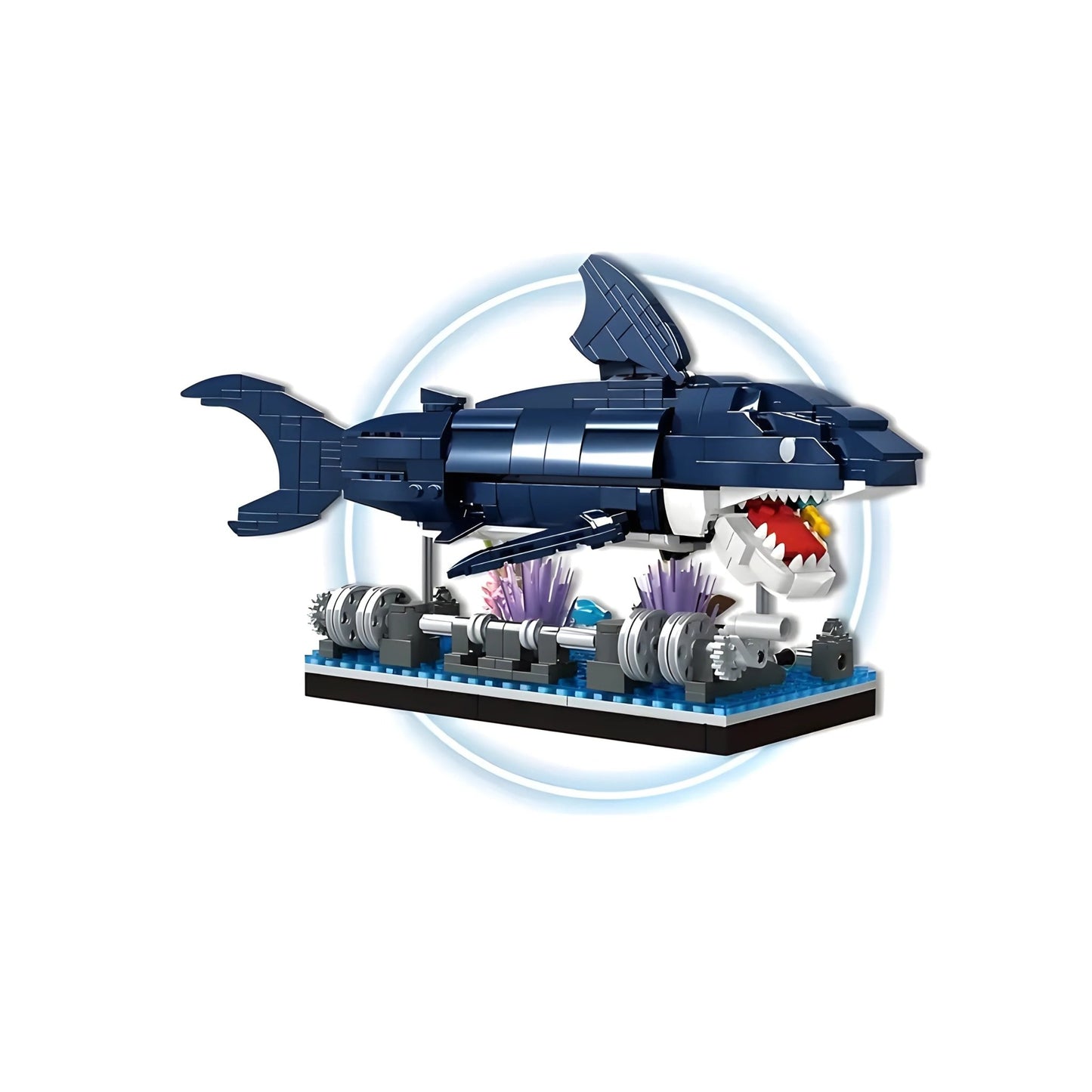 Cyberpunk Shark Robot Toy – 499 PCS STEM Marine Light - Up Kit - STEM Building Toy by LULEGO