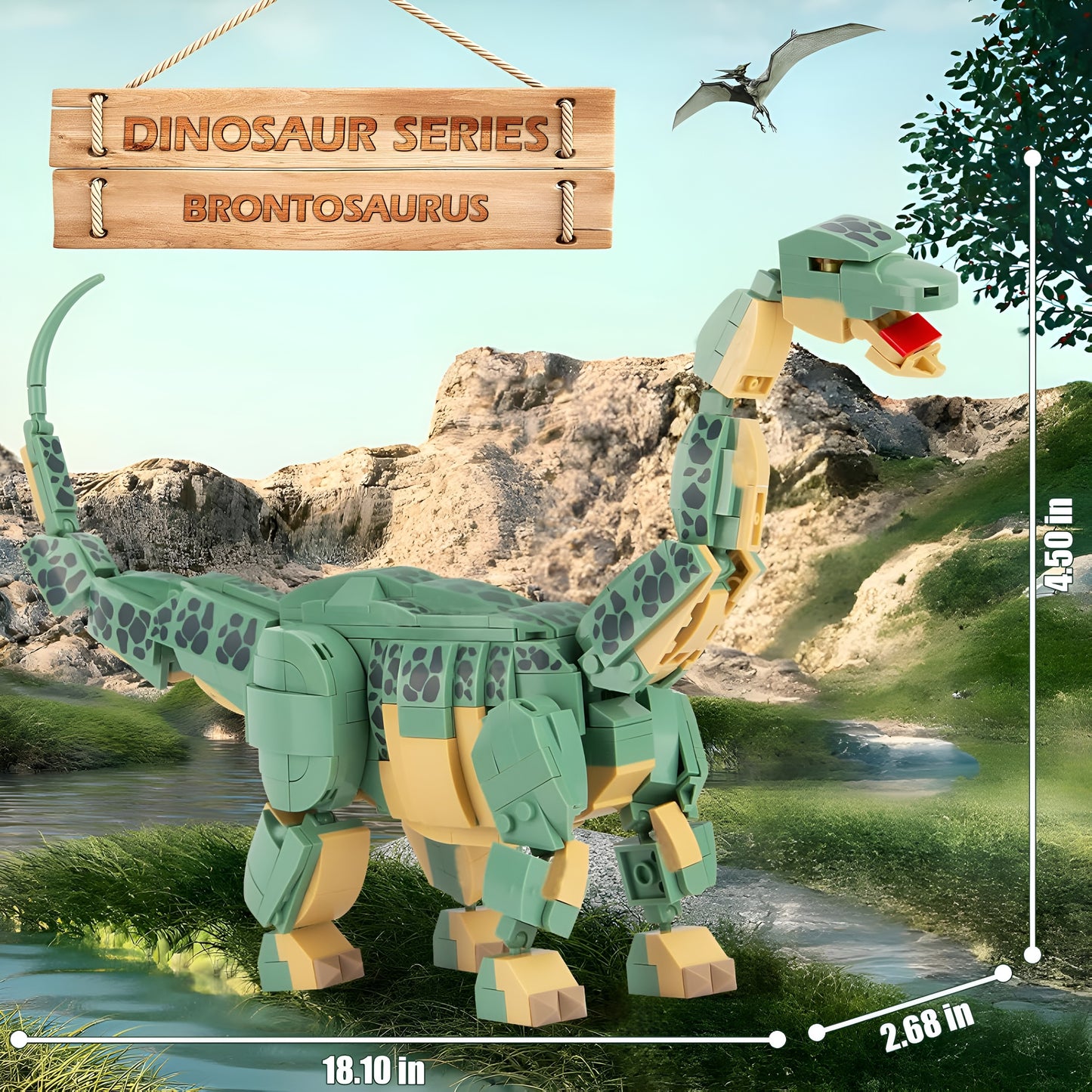 Dino Brontosaurus Building Block Set – 589-Piece Dinosaur Construction Toy (Kids 6+)