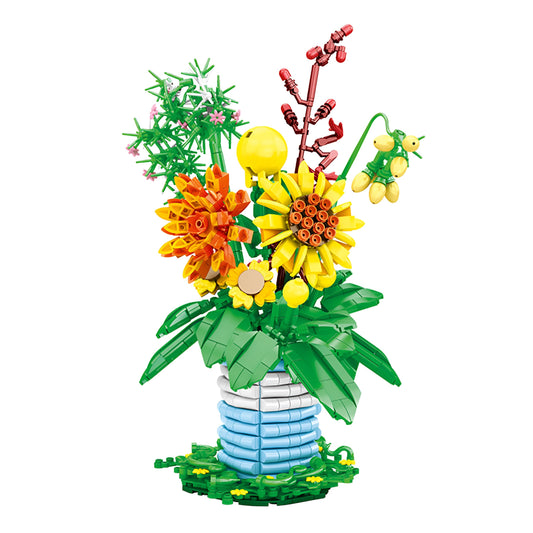 Blossom Flower Bouquet Building Blocks with Brick Vase – 962 Pieces