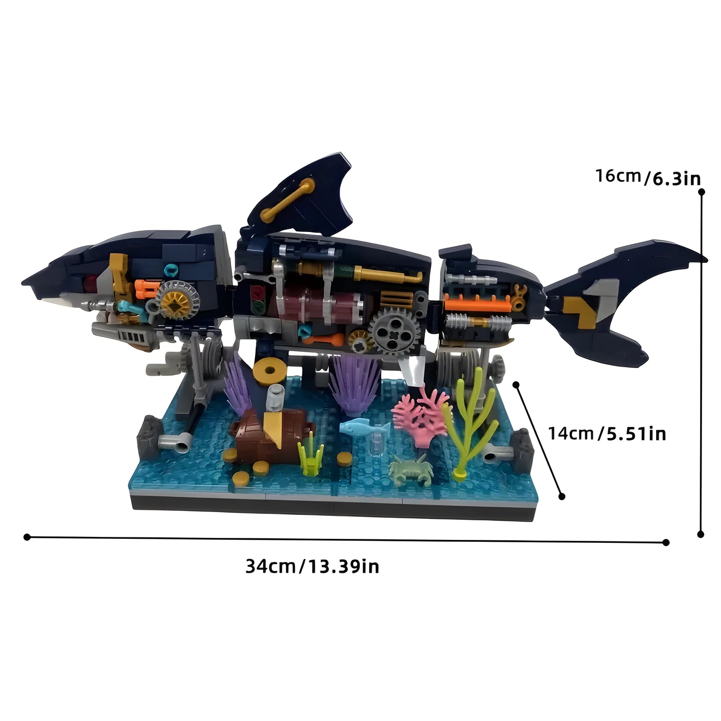 Cyberpunk Shark Building Set – Dive into an Exciting Marine Adventure! (499 Blocks) 6+