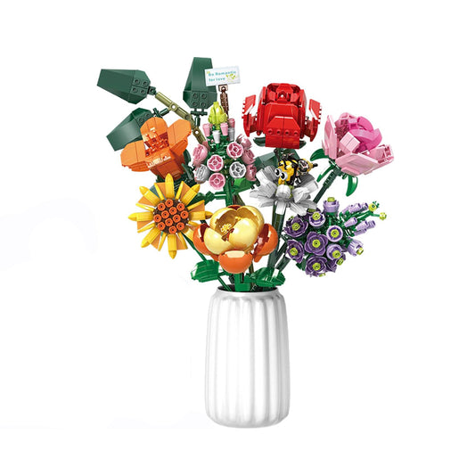 Building Block Decoration – 8 Bouquet Brick Flower Blocks Toy (770 Pieces)