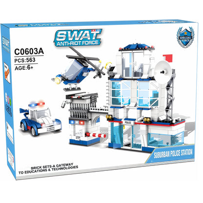 SWAT City Police Station Building Block Toy Set – 563 Pieces | Action-Packed Play (Kids 6+)