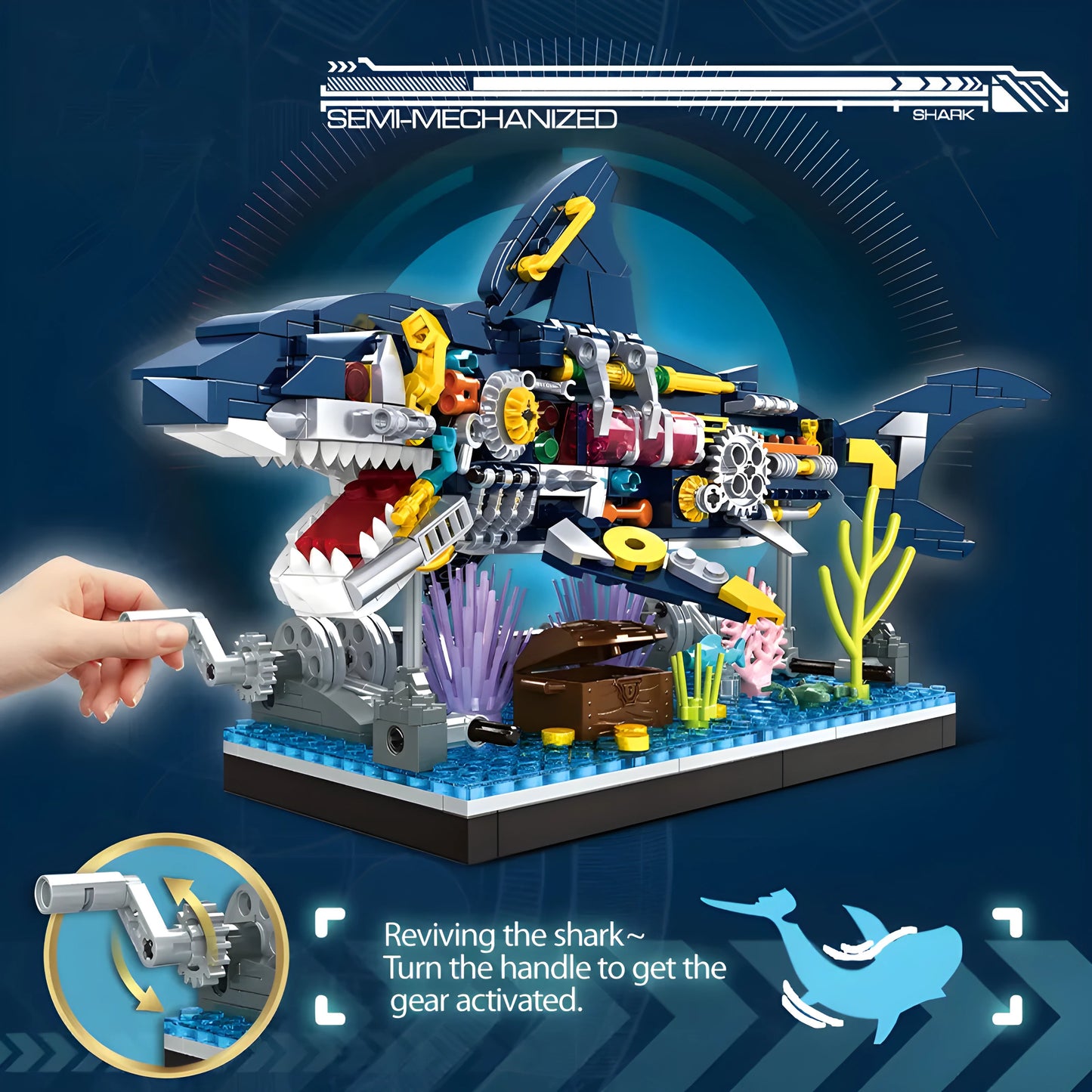 Cyberpunk Shark Building Set – Dive into an Exciting Marine Adventure! (499 Blocks) 6+